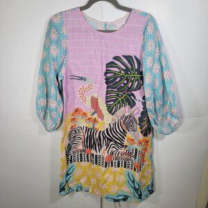 Gormanshop Multicolor Zebra & Flora Print Dress NO SIZE TAG SEE MEASUREMENTS
